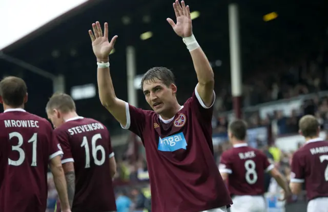 Rudi Skacel was on target the last time Hearts beat Celtic on league duty