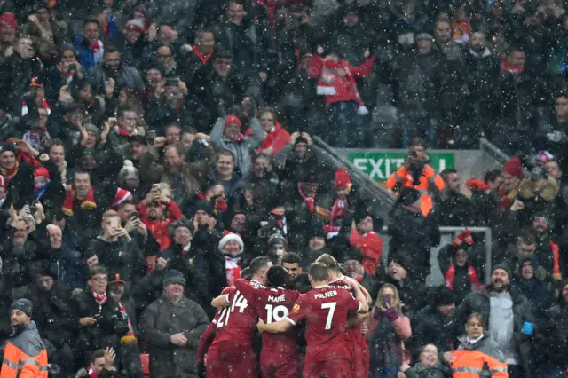 Liverpool players celebrate