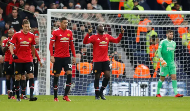 Romelu Lukaku celebrates scoring the opening goal