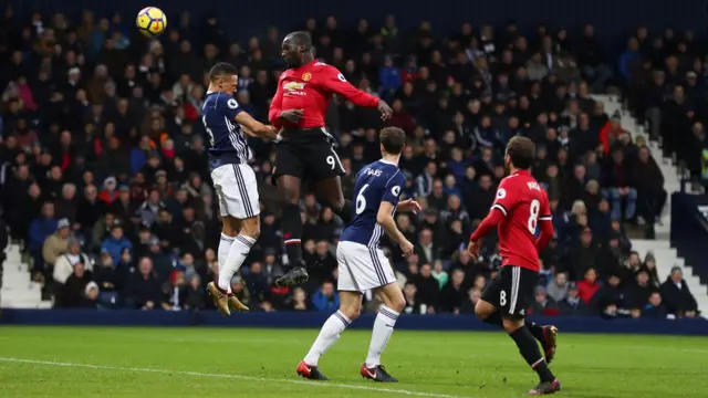 Romelu Lukaku heads United in front at West Brom