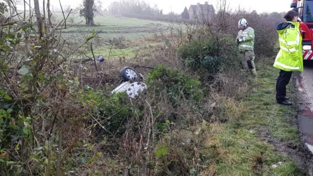 Car in ditch