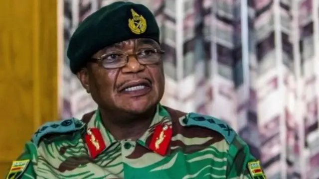 Gen Constantino Chiwenga speaks at a press conference