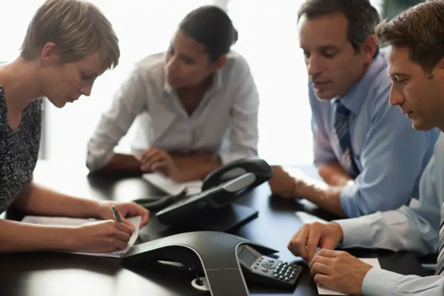 People taking part in a teleconference