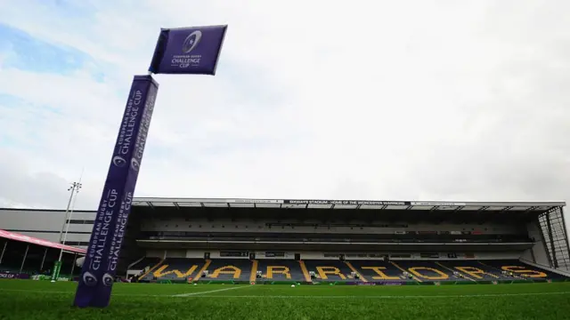 European Challenge Cup touch flag at Worcester Warriors' stadium