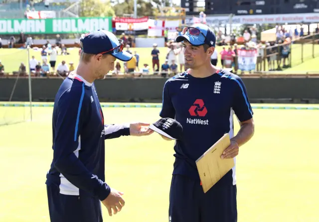 Joe Root (left) and Alastair Cook