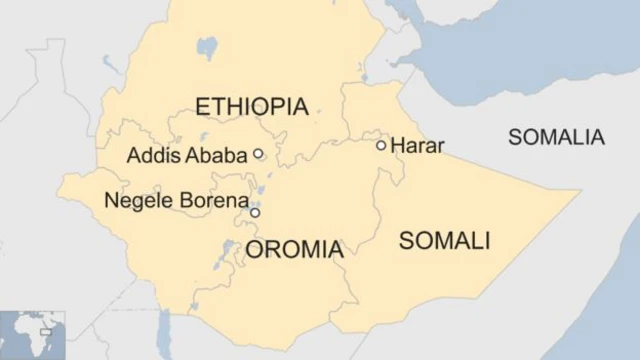 Map showing Somali and Oromia regions