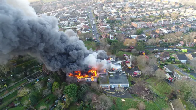 The blaze in a former school