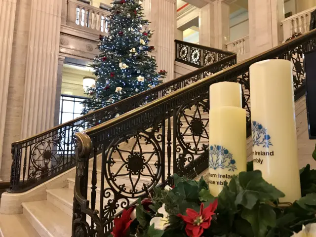 The Christmas tree in Stormont Great Hall