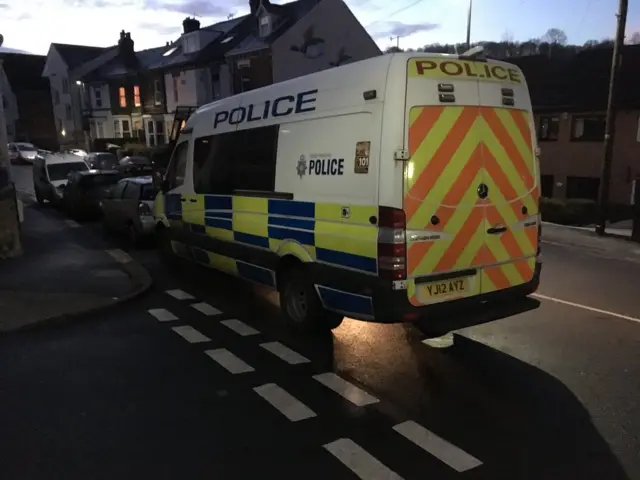 Police van at Meersbrook raid