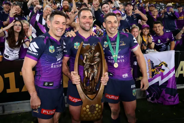 Cooper Cronk, Cameron Smith and Billy Slater