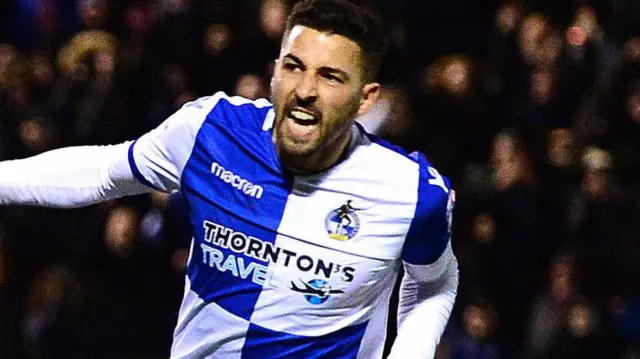 Bristol Rovers' Liam Sercombe celebrates scoring for Bristol Rovers against Rotherham