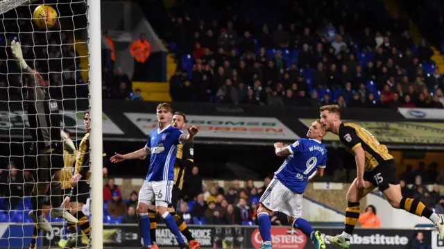 Martyn Waghorn scores for Ipswich against Nottingham Forest