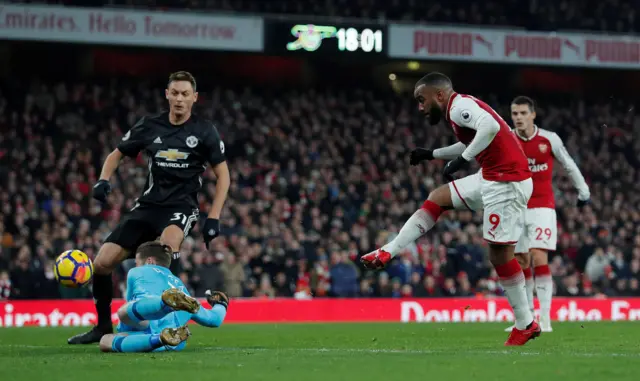 Manchester United's David de Gea makes a save