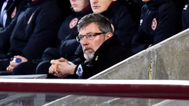 Hearts manager Craig Levein in the stand