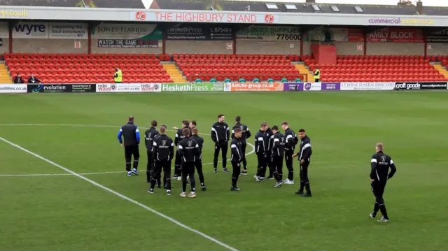 Hereford players arrive at Highbury