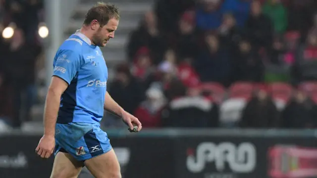 David Paice of London Irish walks off after being awarded a red card