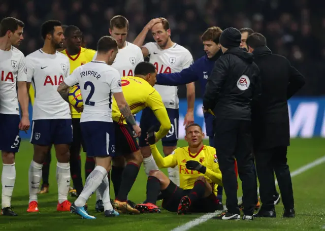 Davinson Sanchez reacts