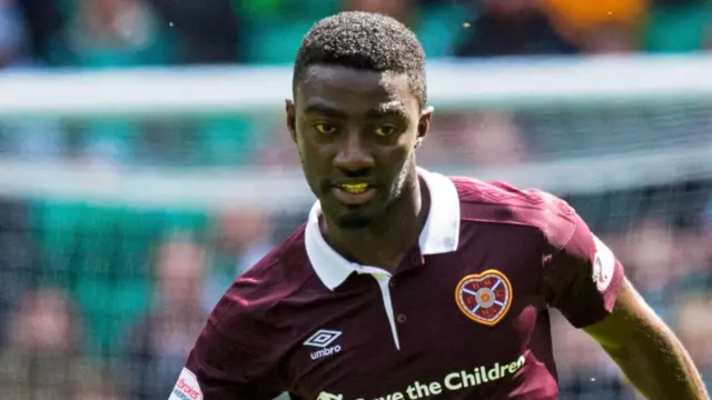 Hearts midfielder Prince Buaben