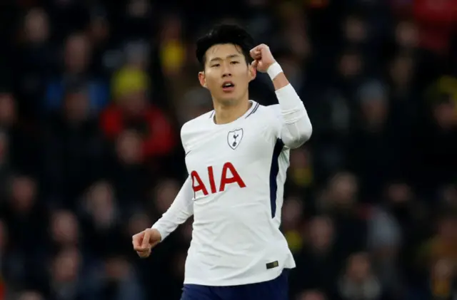 Son Heung-min celebrates