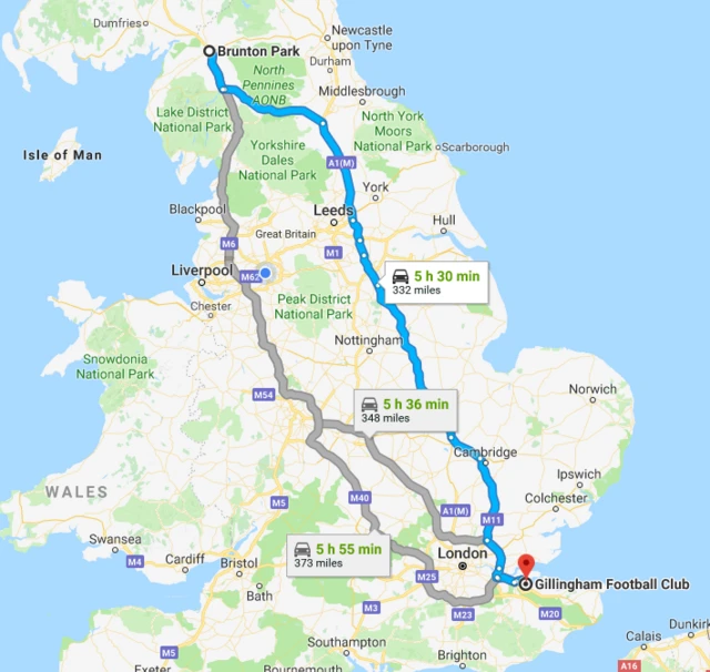 Carlisle to Gillingham