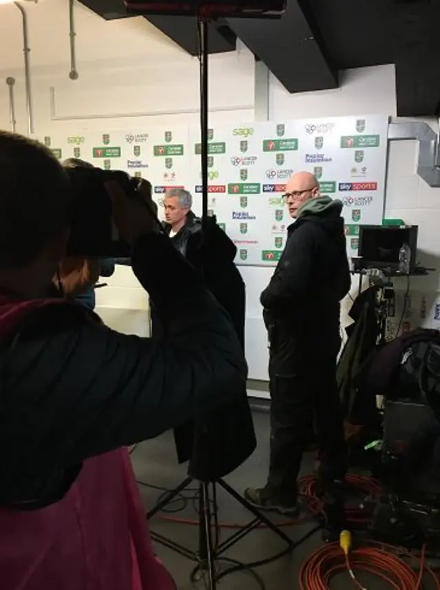 Jose Mourinho giving a pre-match interview