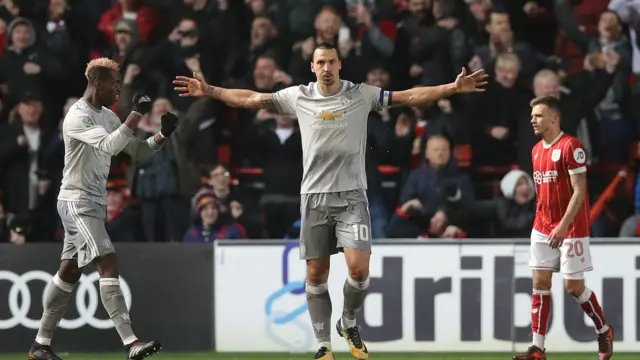 Zlatan Ibrahimovic celebrates