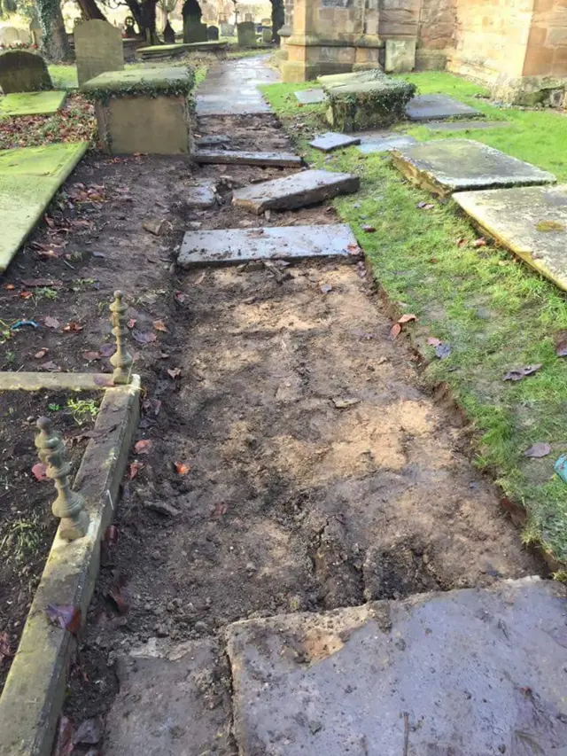 Path with missing flagstones