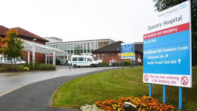 Entrance to Queen's Hospital in Burton