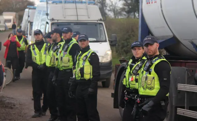 Police monitoring protest in Kirby Misperton