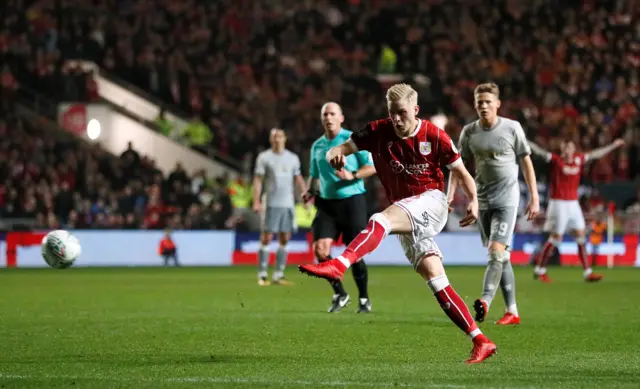 Hordur Magnusson shoots at goal