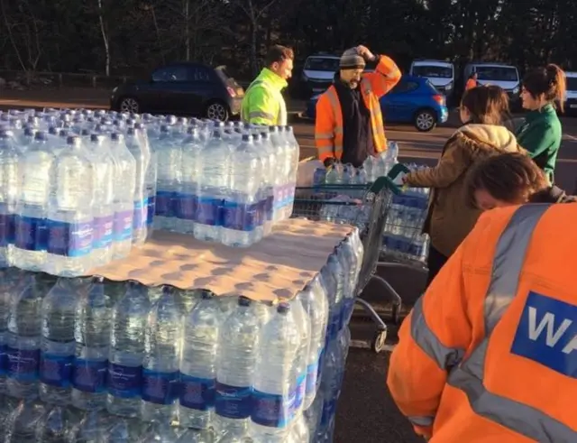 Water bottles handed out in Tewkesbury