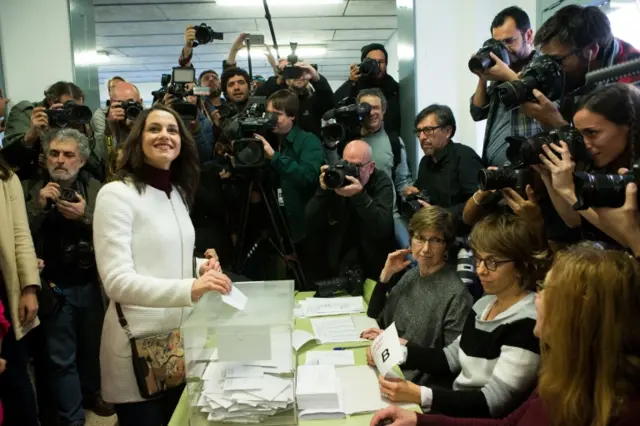 Ines Arrimadas votes in Barcelona, 21 Decemeber