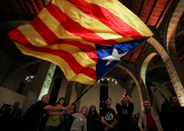 A Catalan independence flag in Barcelona