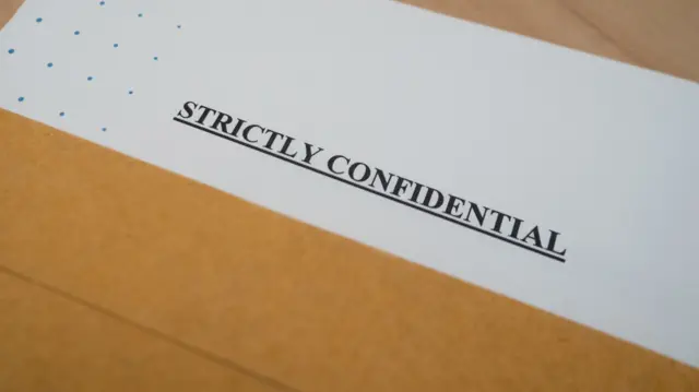 A document that reads: Strictly confidential