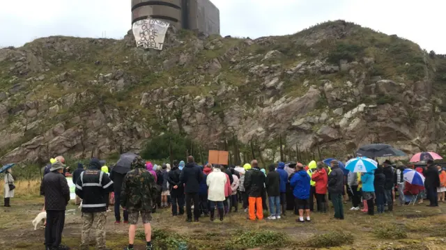 Anti-FAB Link protesters in Alderney