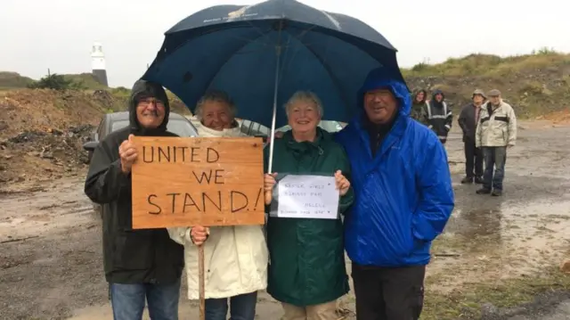 Anti-FAB Link protesters in Alderney