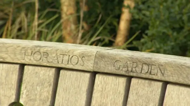 Bench with Horatio's name engraved on it