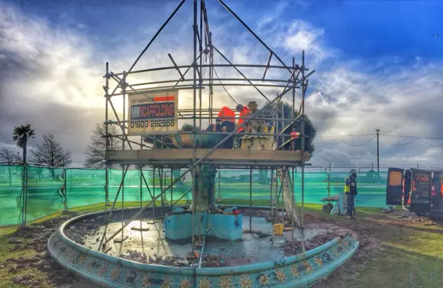 Fountain being removed