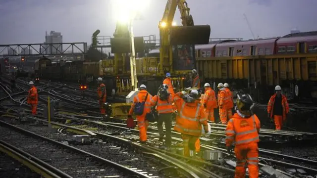 Work being carried out on a railway