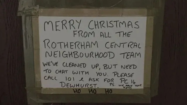 Officers penned message on door