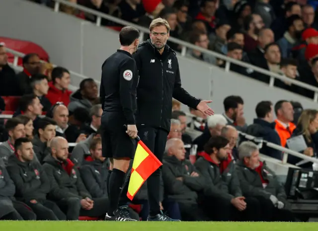 Jurgen Klopp gestures on the touchline