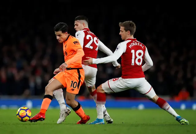 Philippe Coutinho in action at the Emirates