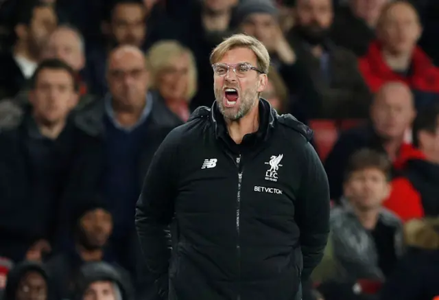 Jurgen Klopp gestures on the sideline