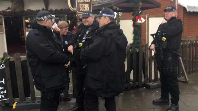 Armed police patrolling Sheffield city centre