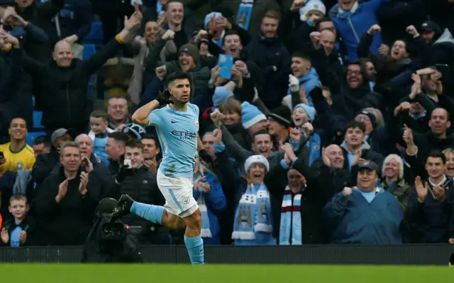 Sergio Aguero celebrates