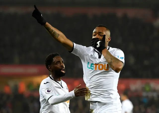 Jordan Ayew scores for Swansea