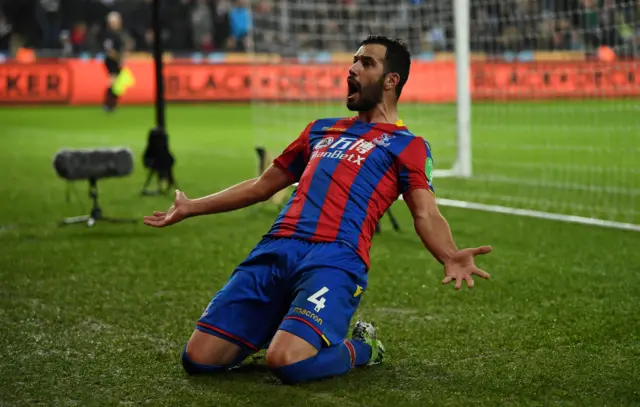 Crystal Palace"s Luka Milivojevic celebrates