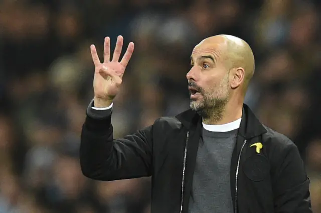 Pep Guardiola gestures