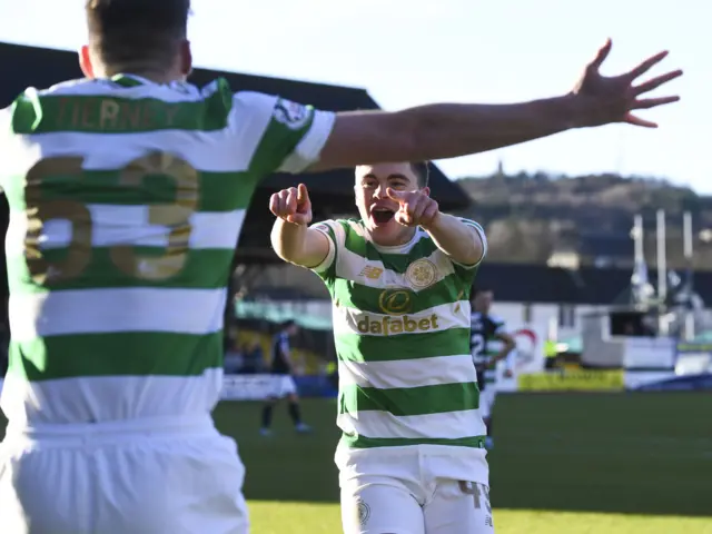 Celtic's James Forrest celebrates his goal