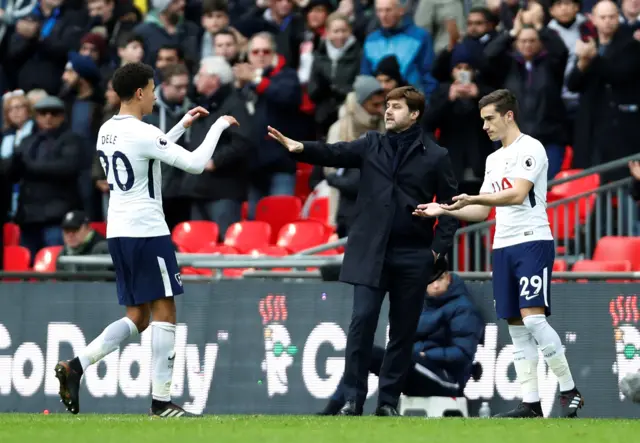 Harry Winks comes on as a substitute to replace Dele Alli